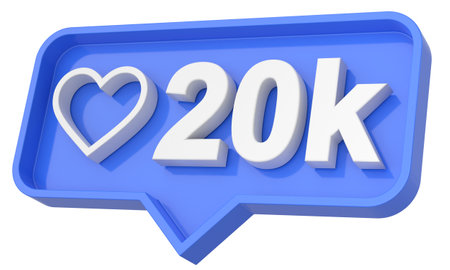 Twenty thousand likes. 20000 likes. Like icon. 3D illustration.の写真素材