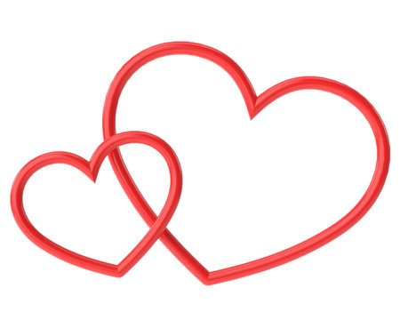 Couple heart. 3D heart line art. Valentine card decoration.の写真素材