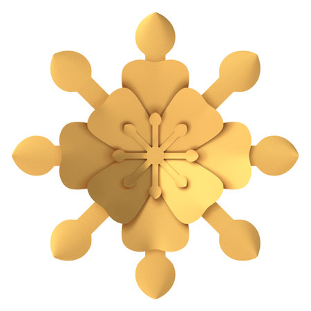 Golden flower. 3D flower. 3D illustration.の写真素材