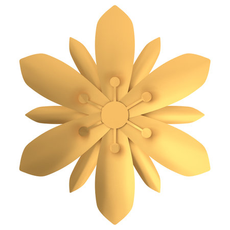 Golden flower. 3D flower. 3D illustration.の写真素材