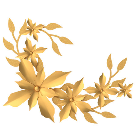 Golden flower. 3D flower. 3D illustration.の写真素材
