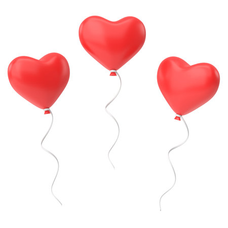 Heart balloon. Valentine card decoration. 3D illustration.の写真素材