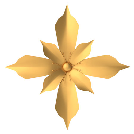 Golden flower. 3D flower. 3D illustration.の写真素材