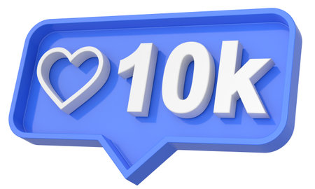 Ten thousand likes. 10000 likes. Like icon. 3D illustration.の写真素材