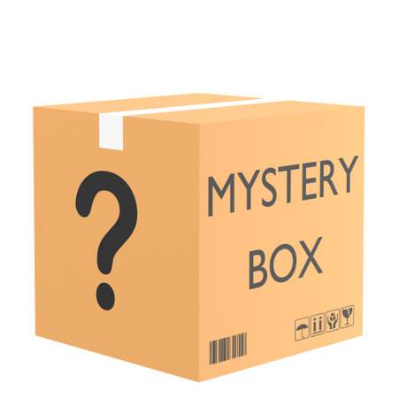 Mystery box. Lucky box. 3D element. 3D illustration.の写真素材