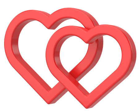 Couple heart. 3D heart. Valentine card decoration.の写真素材
