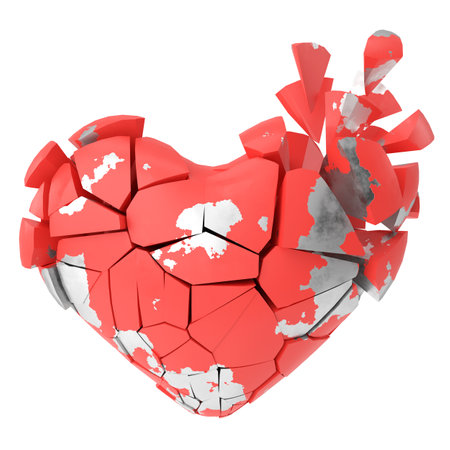 Broken heart. Heartbroken. lovelorn. 3D illustration.の写真素材
