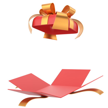 Opened Gift Box. 3D gift box.の写真素材