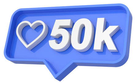 Fifty thousand likes. 50000 likes. Like icon. 3D illustration.の写真素材