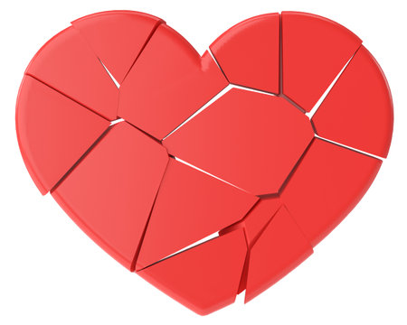 Broken heart. Heartbroken. lovelorn. 3D illustration.の写真素材