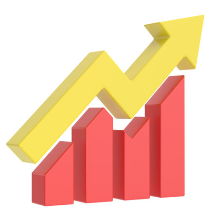 Growth graph, Growth chart. 3D illustration.の写真素材