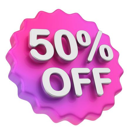 3D fifty percent off. 50% off. Sale badge.の写真素材