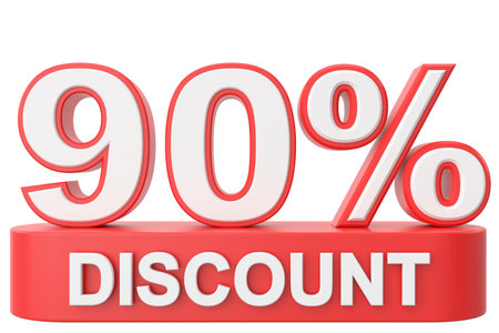 3D ninety percent discount. 90% discount. 90% sale.の写真素材