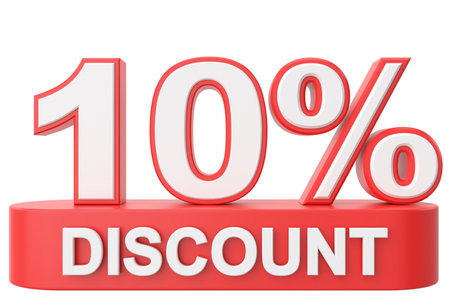 3D ten percent discount. 10% discount. 10% sale. 3D illustration.の写真素材