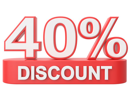 3D forty percent discount. 40% discount. 40% sale.の写真素材