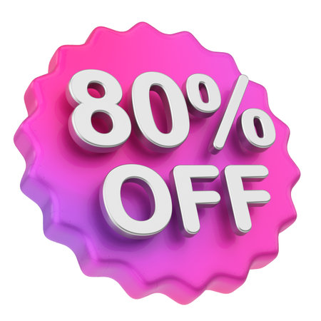 3D eighty percent off. 80% off. Sale badge.の写真素材
