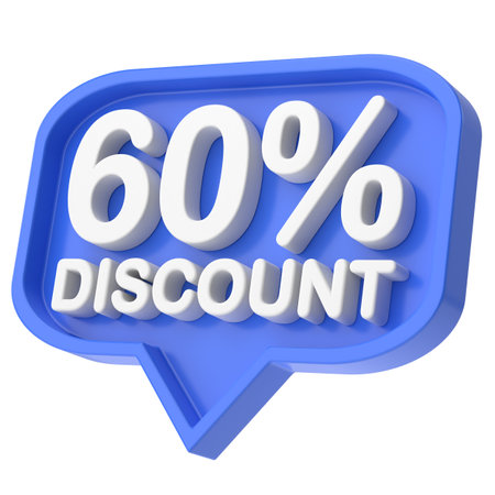 3D sixty percent discount. 60% discount. 60% sale.の写真素材