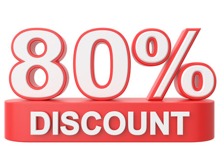 3D eighty percent discount. 80% discount. 80% sale.の写真素材