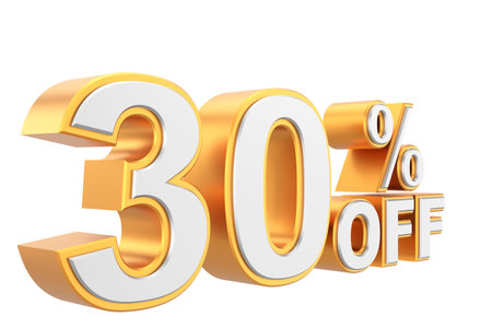 3D thirty percent off. 30% off. 30% sale. 3D illustration.の写真素材
