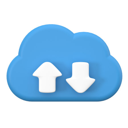 Upload and download from cloud. 3D element. 3D icon.の写真素材