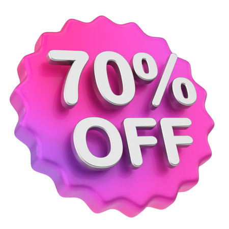 3D seventy percent off. 70% off. Sale badge.の写真素材