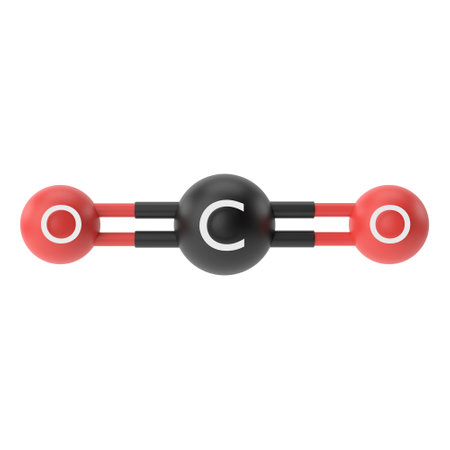 CO2 , Carbon dioxide chemical formula. 3D chemical structure.の写真素材