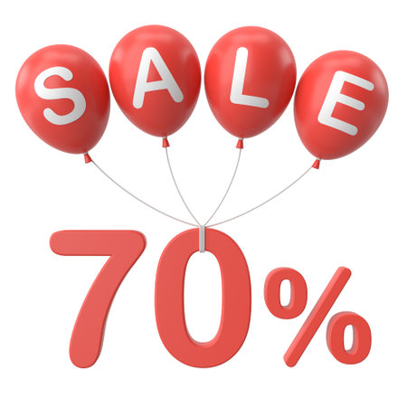 3D seventy percent sale. 70% sale. Sale banner decoration.の写真素材