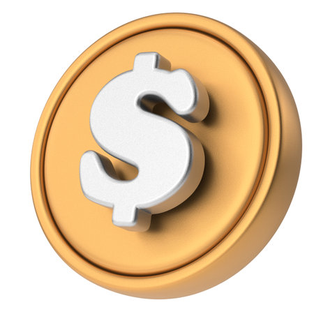 Dollar sign. 3D coin. 3D illustration.の写真素材