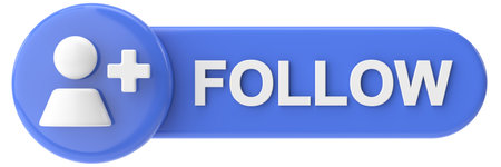 3D follow button. 3D illustration.の写真素材
