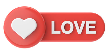 Love button. heart icon. 3D illustration.の写真素材