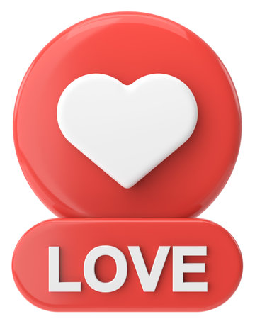 Love button. heart icon. 3D illustration.の写真素材