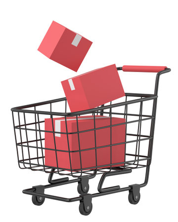 Shopping cart. Black Friday. 3D illustration.の写真素材