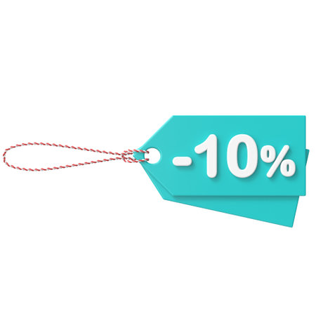 3D ten percent sale. 10% sale. Sale tag.