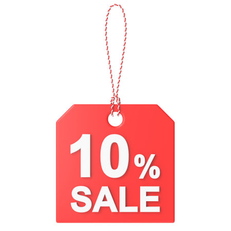 3D ten percent sale. 10% sale. Sale tag.