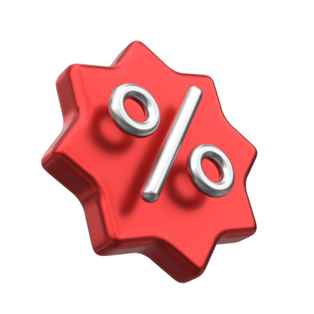 Percent tag. Sale banner decoration. 3D element.