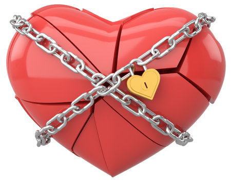 Broken heart. Heartbroken. lovelorn. 3D illustration.の写真素材