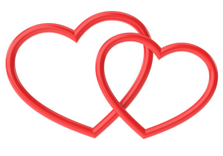 Couple heart. 3D heart. Valentine card decoration.の写真素材