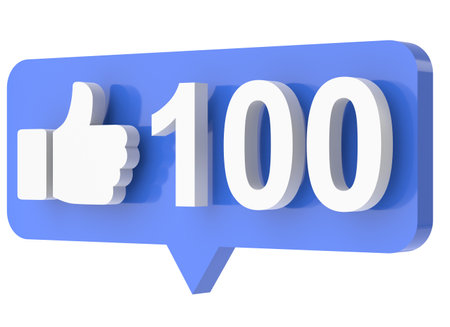 One hundred likes. 100 likes. Like icon. 3D illustration.の写真素材