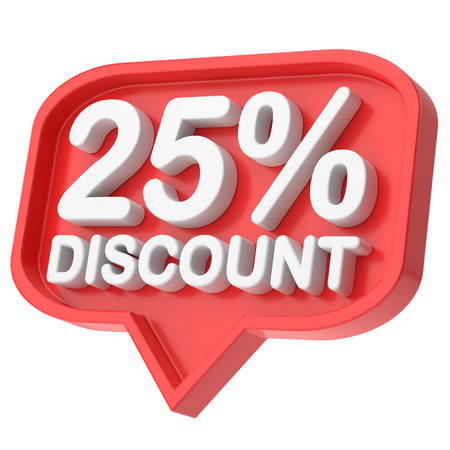 Twenty five percent discount. 25% discount. 25% sale.の写真素材