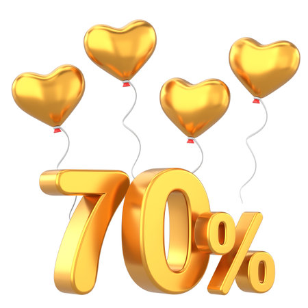 Valentine sale. Seventy percent sale. 70% sale. 3D illustration.の写真素材