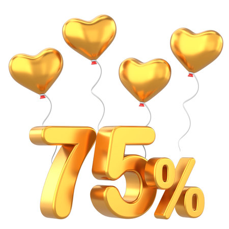 Valentine sale. Seventy five percent sale. 75% sale. 3D illustration.の写真素材