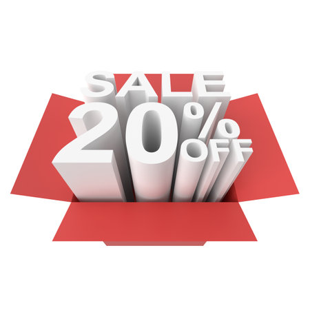 3D twenty percent off. 20% off. 20% sale.の写真素材