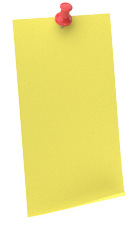 Note paper with push pin. 3D illustration.の写真素材