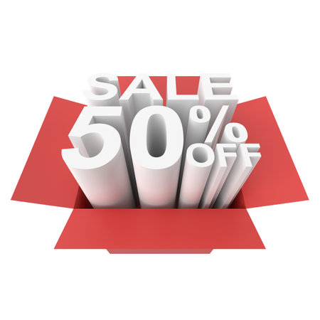 3D fifty percent off. 50% off. 50% sale.の写真素材