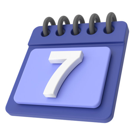 7th. Seventh day of month. 3D calendar icon.の写真素材