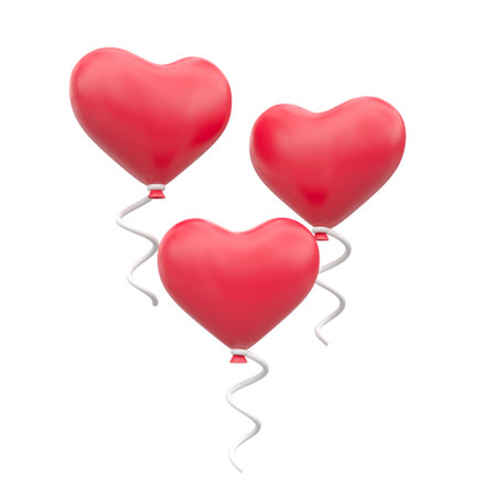 Red heart balloon. 3D element. 3D illustration.の写真素材