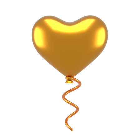 Golden heart balloon. 3D heart balloon. 3D illustration.の写真素材