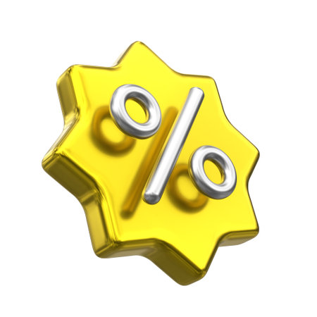 Percent tag. Sale banner decoration. 3D element.の写真素材