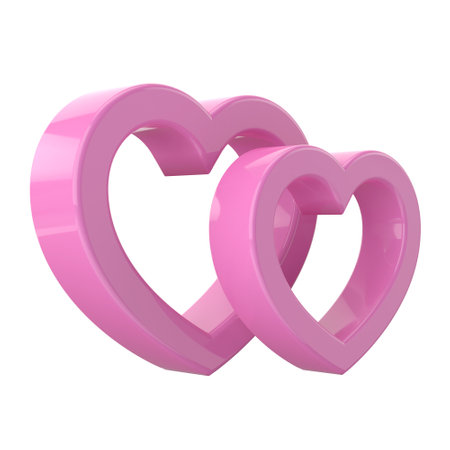 3D heart shape. Couple hearts. 3D illustration.の写真素材