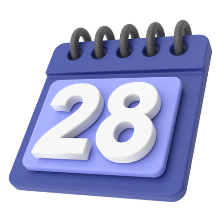 28th. Twenty-eighth day of month. 3D calendar icon.の写真素材